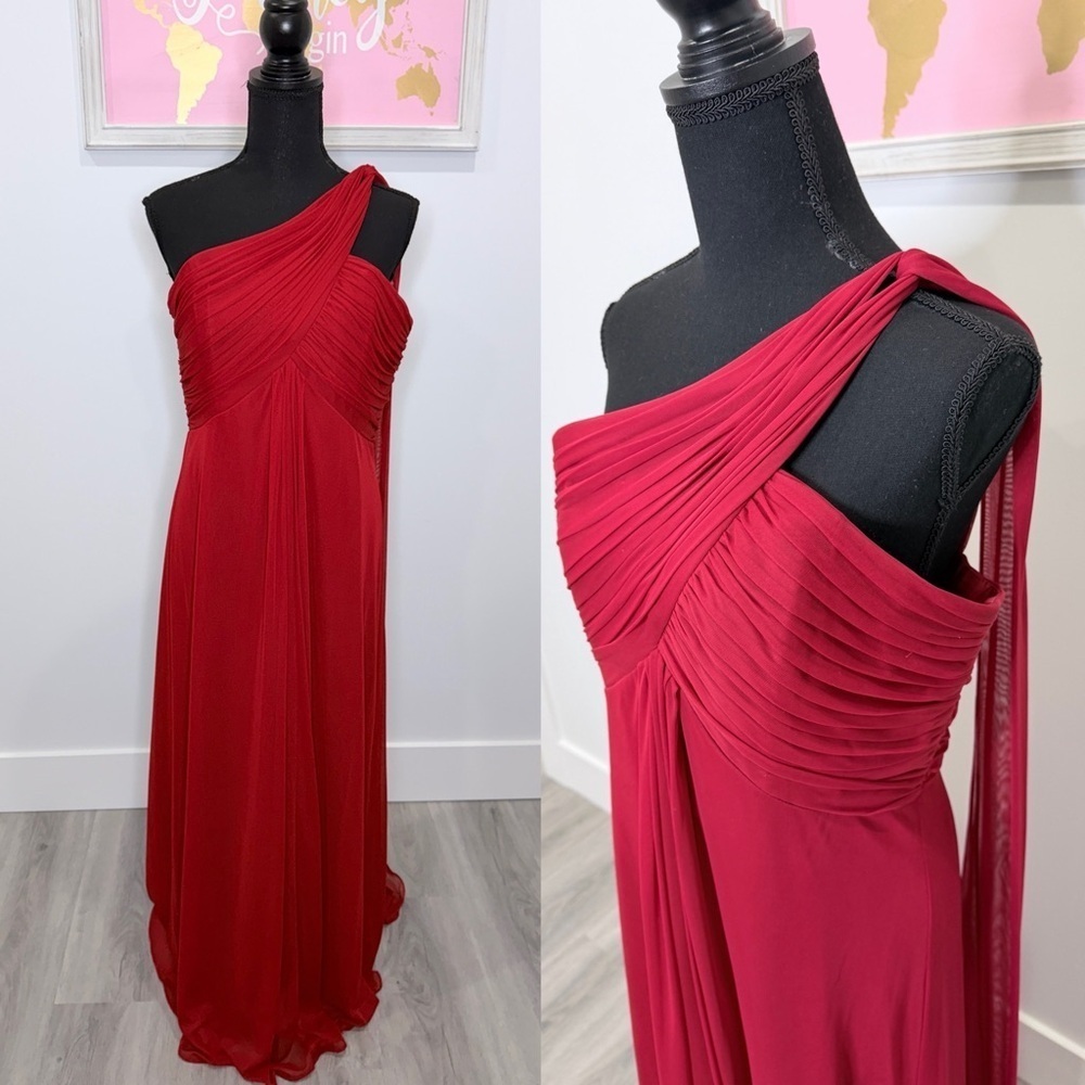 Alex Evenings Red Maxi One Shoulder Wedding Dress